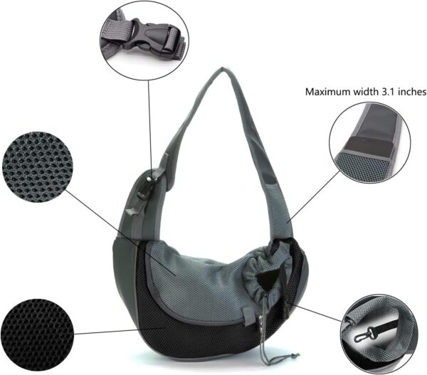 Dog Sling Carrier for Small Dogs Cat Carrier Breathable Mesh Bag(Fits Approximately 3 lbs to 6 lb Pets)(Black) - Image 4