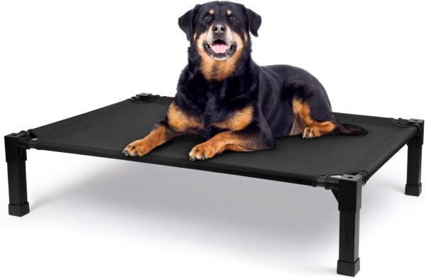 Cooling Elevated Dog Bed, Raised Dog Bed with Washable Breathable Mesh and Metal Frame, Portable Dog Cot Bed with No-Slip Feet for Outdoor and Indoor Use