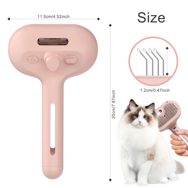 Steamy Cat Brush, Cat Steam Brush for Shedding, Spray Groom Cat Brush with Release Button, Self Cleaning Deshedding Combs for Short Long Matted Hair Pet Dog Removing Tangled and Loosse Hair (Pink) - Image 6