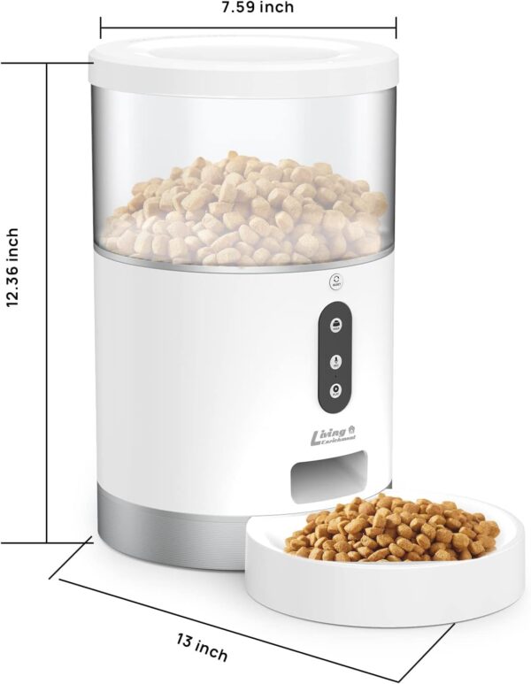 Living Enrichment Automatic Cat Feeder, Auto Dog Food Dispenser, WiFi Smart Pet Feeder 4L, Distribution Alarms and Voice Recorder, APP Control, Timed Cat Food Feeder for Cats Dogs Pets - Image 3