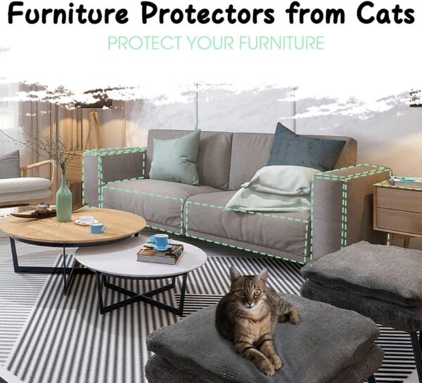 10 Pcs Extra Large Furniture Protectors from Cats, 5pcs 17" x12” & 5pcs 17"x10" Cat Scratch Deterrent Sheet, Double-Sided Training Tape, Cat Scratch Couch Protector - Image 3