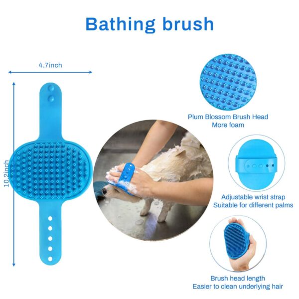 5-in-1 Dog Brush Grooming Kit - Dog Grooming Supplies Dog Dematting Rake for Shorted Haried Dogs, Bath Brush For Long Hair Dogs And Dematting Comb (Set of 5, Blue) - Image 7