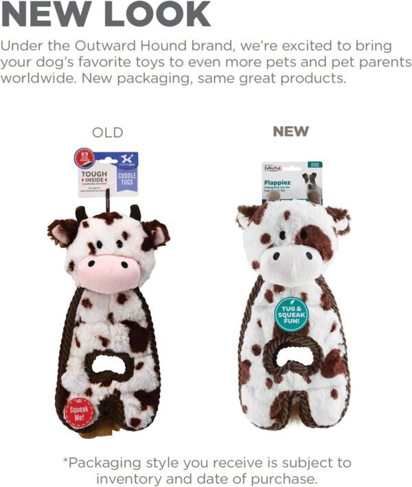 Outward Hound Cuddle Tugs Cow Plush Squeaky Dog Toy - Image 4