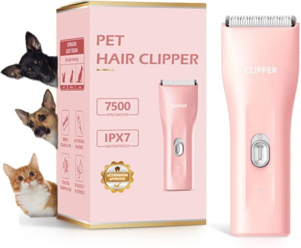 Dog Grooming Kit Clipper for Thick Coat Low Noise Cordless Cat Hair Trimmer Rechargeable Shaver Pet Grooming Tools for Small and Large Animals