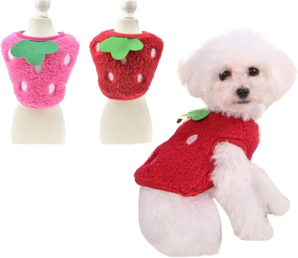 FLAdorepet 2 Packs Teacup Dog Cat XXS Clothes for Chihuahua Yorkie,Winter Warm Fleece Puppy Pet Clothes Sweater Shirt Vest for Mini Newborn Extra Small Dogs (Red+Pink, XXXS)