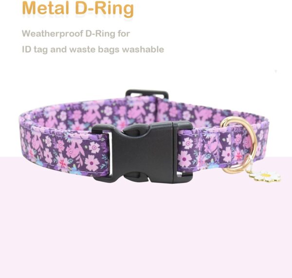 2 PCS Cotton Dog Collar Soft Cute Flower -3 Sizes Soft Nylon Puppy Collar Adjustable for Girl Female Small Medium Large Dogs… (Flower-5, M(13-18in)) - Image 3