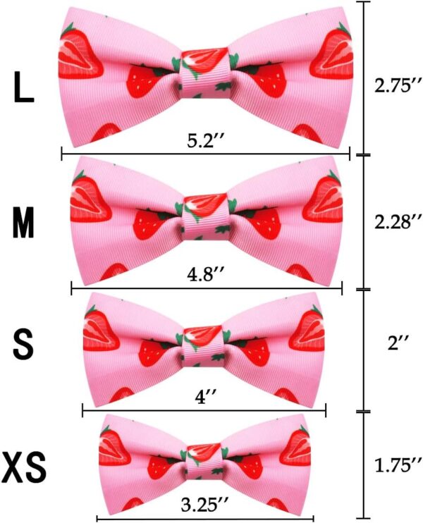 azuza Dog Collar Bow tie, Lovely Pink Strawberry Dog Collars with Bowtie for Extra Small Dogs - Image 4