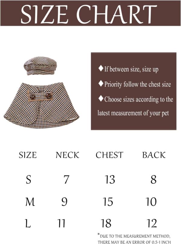 Cat Halloween Costume Cute Plaid Pet Clothes with Classic Hat Kitten Cosplay Shirts Cope for Cats Outfits (M) - Image 3