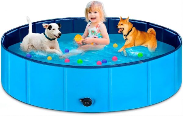 Dog Pool Portable Pet Pool PVC Hard Plastic Foldable Pools for Dogs,63 x 12 Inches