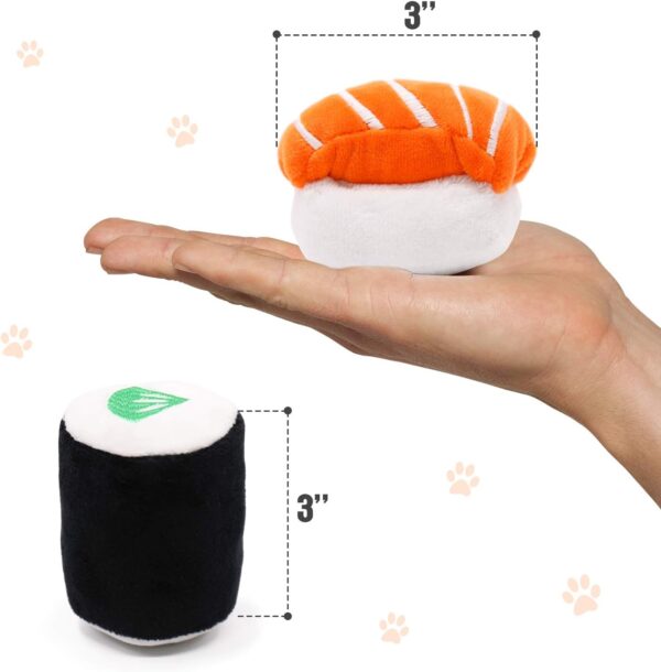 CiyvoLyeen 6 Pack Sushi Cat Toys with Catnip Sushi Roll Pillow Kitten Chew Bite Supplies Boredom Relief Fluffy Kitty Teeth Cleaning Chewing Cat Lovers Interactive Plush - Image 4