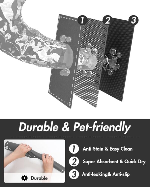 MontVoo-Dog Food Mat-Absorbent Dog Bowl Mat-Quick Dry Dog Mat for Food and Water-Pet Food Mat-Dog Placemat-Dog Water Mat for Sloppy Drinkers 12"X19" Bone Dark Grey - Image 6