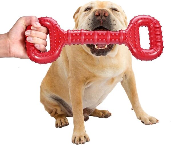 Dog Toys for Aggressive Chewers Large Breed 15 inch Interactive Dog Toy Large Long lasting Dog Toys with Convex Design Natural Rubber Tug-of-war Toy for Medium Large Dogs Tooth Clean(Red)