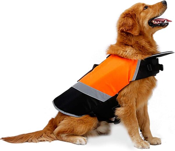 Dog Life Jacket with Superior Buoyancy & Rescue Handle - High Visibility Float Coat Dog Lifesaver Vest in Beach Pool Boating Safety Swimsuit Preserver (Orange, S) - Image 3