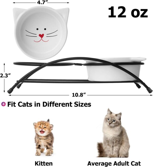 Y YHY Raised Cat Food Bowls,Pet Bowls with Stand,Ceramic Cat Dog Bowls Elevated,Cute Cat Dishes,12 Ounces,Dishwasher Safe - Image 2