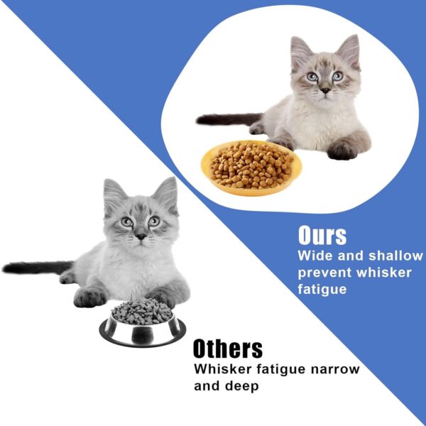 8pcs Cat Food Bowls, 6 inch Whisker Fatigue Cat Bowls for Food and Water Wheat Straw Shallow Wide Cat Dish Plates Colorful Kittens Wet Feeding Watering Tray for Pet Cats Dogs - Image 3