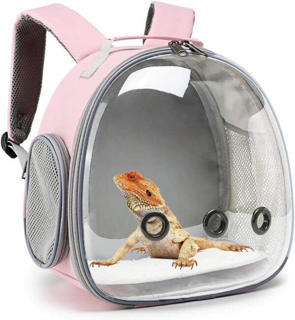 Small Animal Carrier Backpack Space Capsule Bubble Window Carrier Backpack for Lizard Guinea Pig (Pink) - Image 2