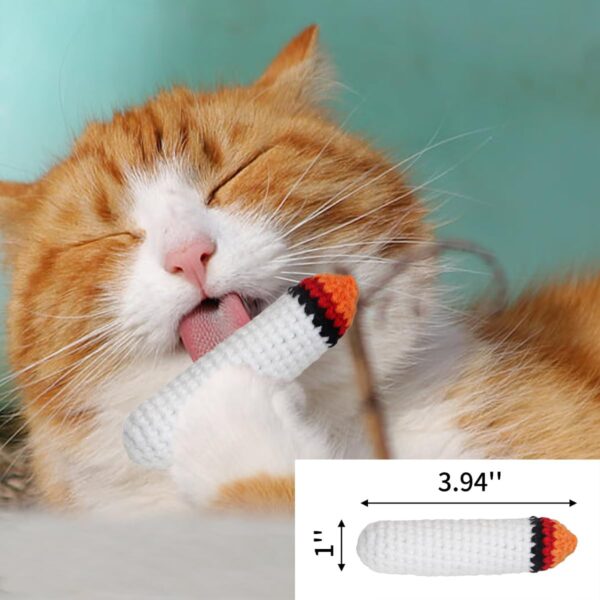 Catnip Toy for Cats Handmade Crocheted Cartoon Joint Cat Kicker Toy Teething Chew - Image 3