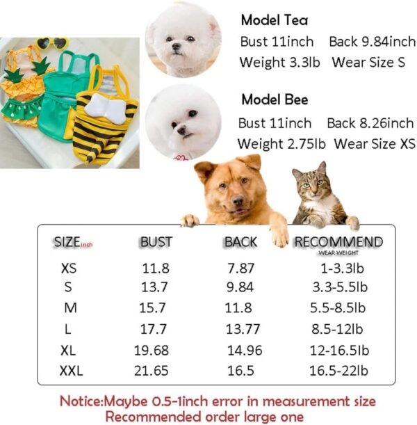 Funny Dog Swimwear Bikini Summer Dog Clothes Beach Swimsuit Puppy Bathing Suit Puppy Vest Cooling Dog Shirts Pet Shirt for Small Dog, Cat Apparel (Large, Yellow Pineapple) - Image 3