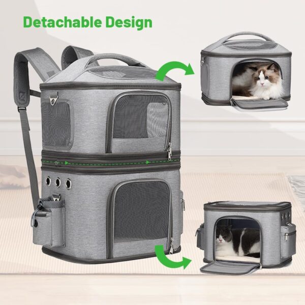 Double Compartment Pet Carrier Backpack for Small Cats and Dogs, Detachable Cat Carrier Ventilated Travel Back Pack Bag for Traveling Hiking Picnic Camping - Image 2