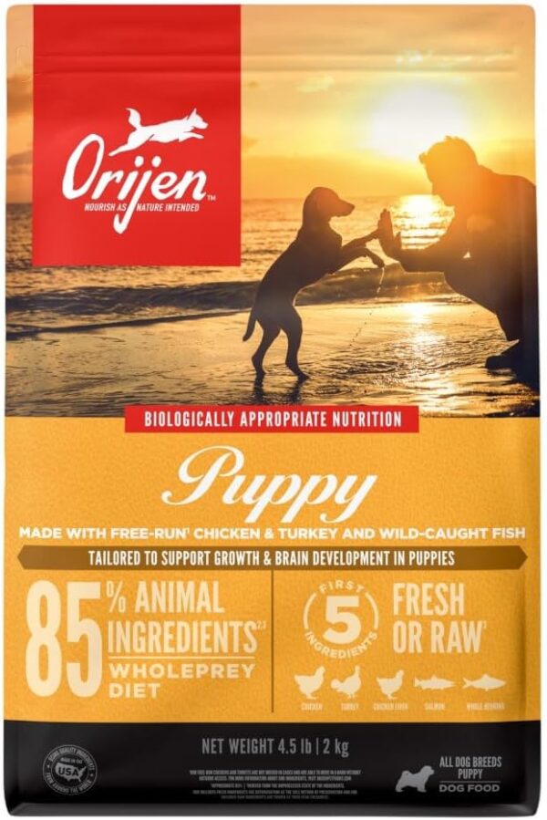 ORIJEN Dog Puppy Recipe, 4.5lb, High-Protein Grain-Free Dry Puppy Food, Packaging May Vary