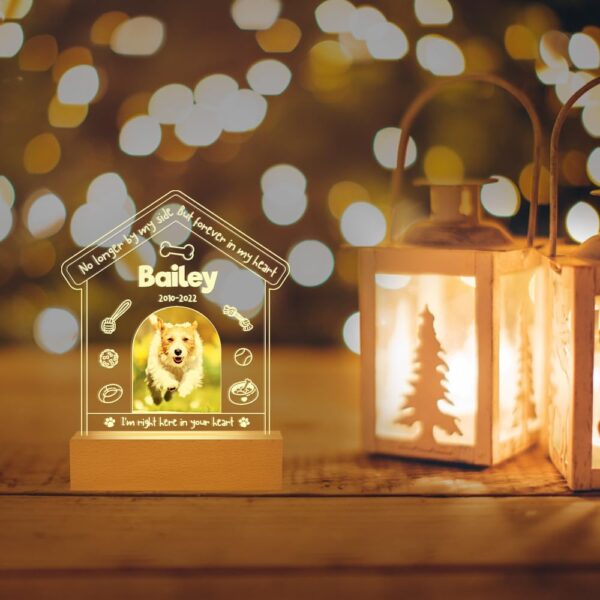 Personalized Dog Memorial Gifts for Loss of Dog, Pet Memorial Gifts for Dog Cat, Personalized Night Light Dog Memorial Photo Plaque (D - Dog) - Image 6