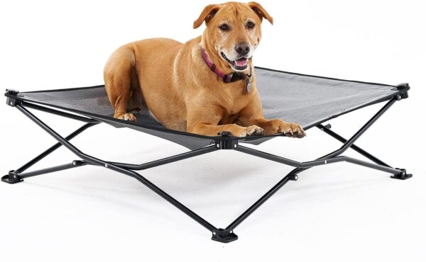 COOLAROO On the Go Cooling Elevated Dog Bed, Portable for Travel & Camping, Collapsible for Storage, Large Grey