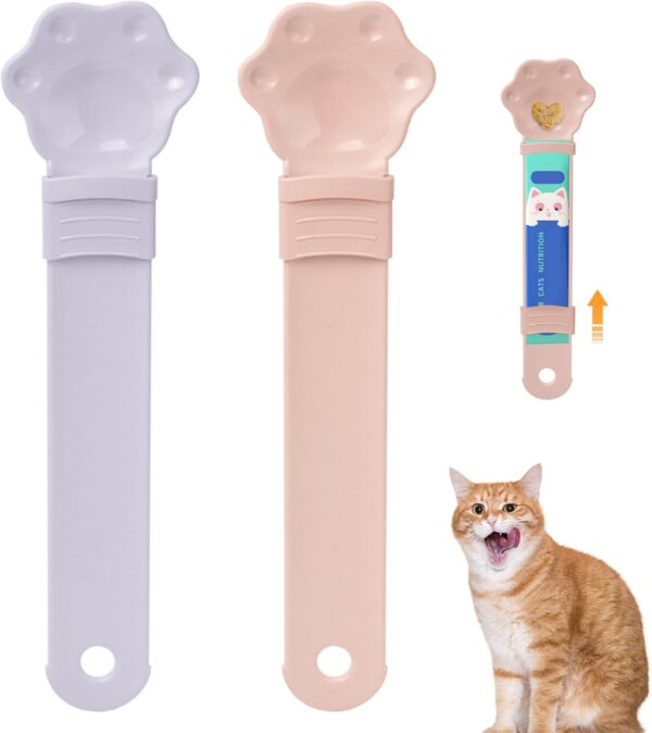 2PCS Cat Wet Treats Dispense Spoon,Treat Squeeze Spoon, Feeding & Watering Supplies Wet Cat Food Storage pet Food Spoon Style2