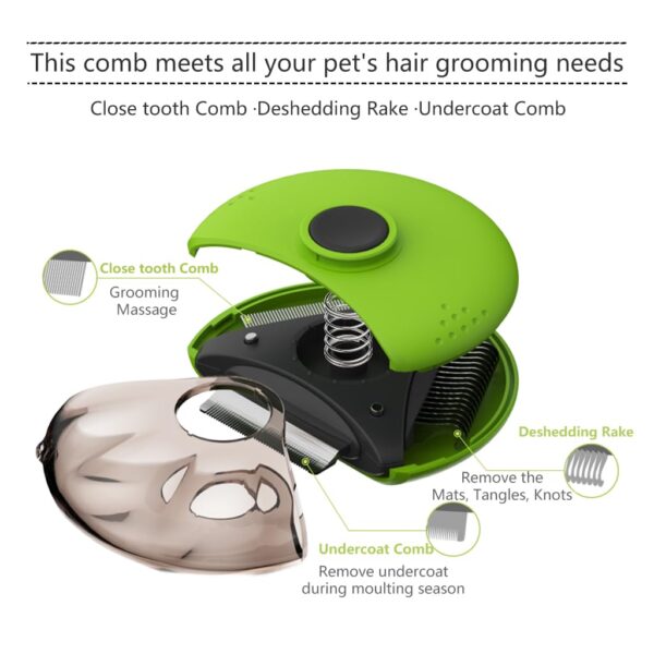 3 in 1 Pet Grooming Brush,Deshedding Tool for Long and Short Haired Cat or Puppy,Cat Comb for Removing Tangles and Knots,Portable Cat Professional Grooming Tools Designed for Traveling - Image 3