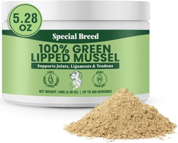 Green Lipped Mussels for Dogs & Cats - Premium Joint Supplement Powder for HIPS, Joints, and Muscles (150 Grams, Up to 500 Servings)