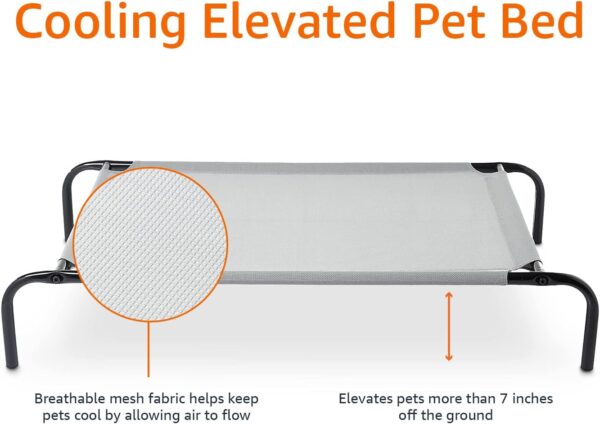 Amazon Basics Cooling Elevated Dog Bed with Metal Frame, Medium, 43 x 26 x 7.5 Inch, Grey - Image 4