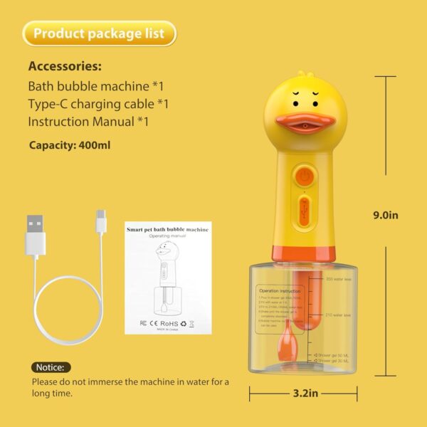 Electric Dog Cleaning Foam Machine, Automatic Dog Soap Dispenser for Bath, Rechargeable Pet Shampoo Mixing Bottle for Cleaning, IPX7 Waterproof Dog Bath Supplies for Dog Cat Puppy Children - Image 5