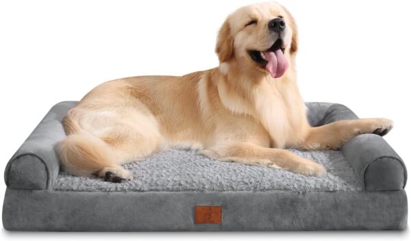 Washable Dog Bed with Removable Cover, Orthopedic Bed with Waterproof Lining, Memory Foam Bolster Sofa with Nonskid Bottom, Bed for Large, Extra Large Dogs