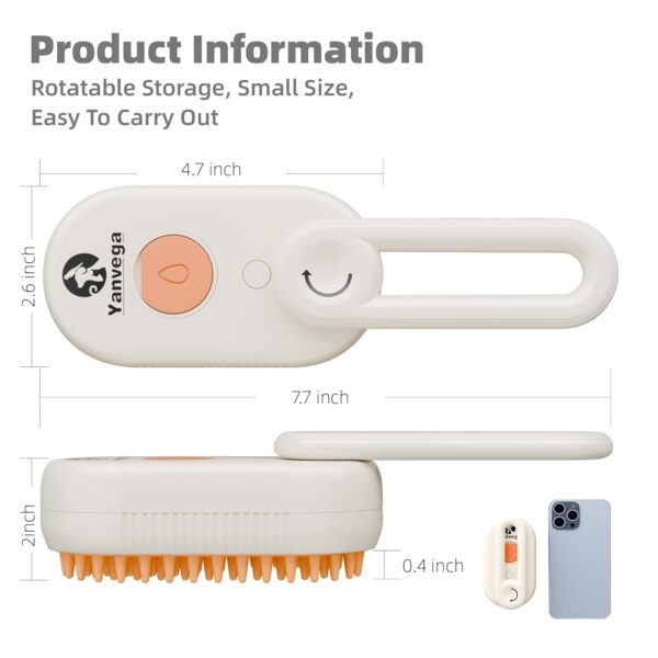 Cat Brush Water Spray Brush Cat Grooming Supplies, Dog Hair Brush Soft Touch Shedding Brush Massage Grooming Combing Brush, With Rotatable Handle Pet Hair Cleaning Removing Tangled Loose Hair - Image 2