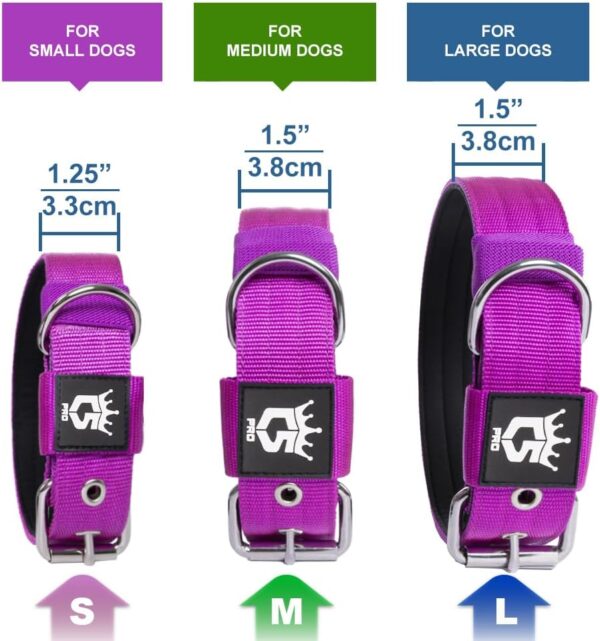 TSPRO Tactical Dog Collar 1.5 inch Wide Dog Collar Military Grade Strong Dog Collar Thick Dog Collar Heavy Duty Metal Buckle Dog Collar Fit 20.5-23.5 inches Neck (Purple -L) - Image 3