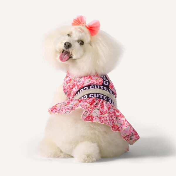 CuteBone Two Piece Dog Sports Dress Athleisure Floral Puppy Skirt Lightweight Small Dogs Girl Clothes Cat Apparel SPS02L - Image 3