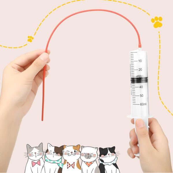 9 Pieces Puppy Feeding Tube Kit Includes 8 FR Red Rubber Kitten Feeding Tubes 10 ml Clear Feeding Tube Syringes Bulb Syringe Feeding Tools for Small Animals Pet Supplies Feeding Measuring Watering - Image 4