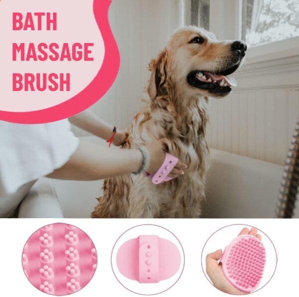 Dog Brush for Grooming Kit 5PCS - Deshedding Dog Brush for Short Hair Dogs, Dog Hair Brush for Grooming Small Dogs,Puppy Brush and Slicker Brush for Dogs, Flea Comb and Dog Comb Set Pink - Image 5