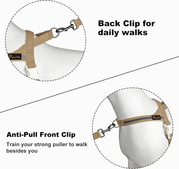 Plutus Pet Cotton Dog Harness and Leash Set, Reflective and Soft Padded, Quick Fit Vest Harness, for Small, Medium and Large Dogs, Beige, M - Image 3