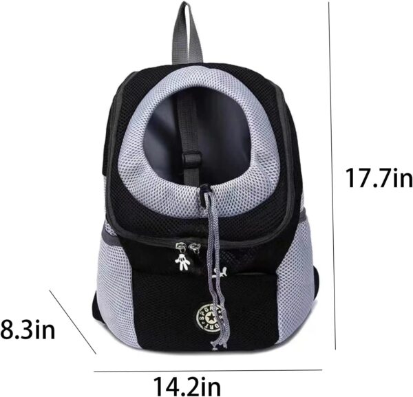 Pet Dog Carrier Backpack,Pet Carrier Front Backpack with Pockets for Hiking Camping, Head Out Breathable Travel Bag for Small Medium Dogs,Cats,Puppies(Medium, Black) - Image 7