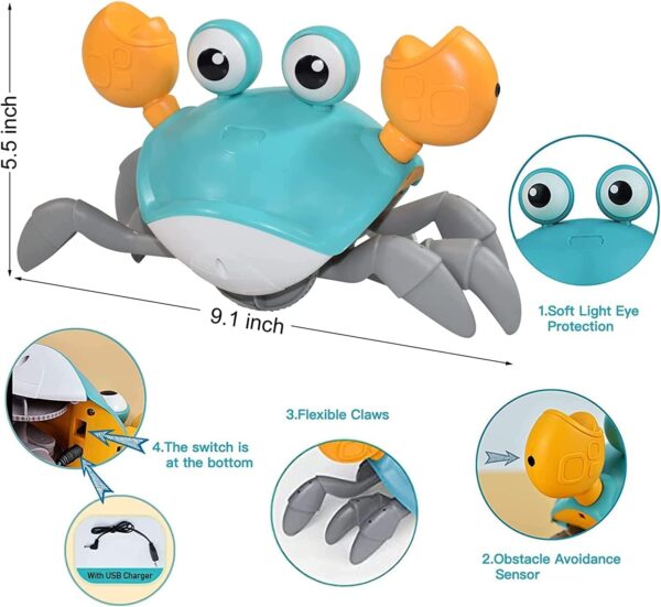 Crawling Crab Dog Cat Toys, Escaping Crab Dogs Cats Toy with Obstacle Avoidance Sensor Interactive Pet Toys with Music Sounds & Lights for Dogs Cats Dancing Crab Toys Gifts for Puppy Small Medium - Image 5