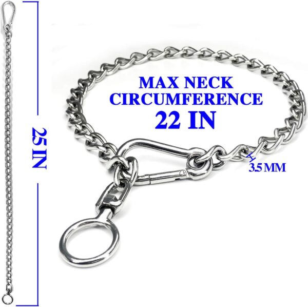 Dog Chain Collars 304 Stainless Steel Metal Chew Proof Dog Necklace Anti Winding Dog Leash Extension Lead for Small Medium Large Dogs Training and Walking. (Large：25in x 3.5mm(Neck max 22in)) - Image 5