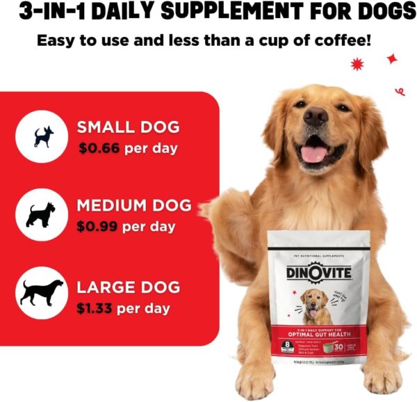 Dinovite Probiotic Supplement for Dogs - Omega 3 for Dogs - Hot Spot Relief - Skin & Coat Supplement for Dogs - 30 Day Supply (30 Day Supply, Small Dogs (1-18 lbs)) - Image 6