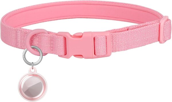 Airtag Holder Dog Collar for Small Medium Large, Airtag Dog Collar Holder Waterproof, Soft Padded Dog Collars with TPU Air Tag Device, Air Tag Dog Collar Waterproof. (S, Pink)