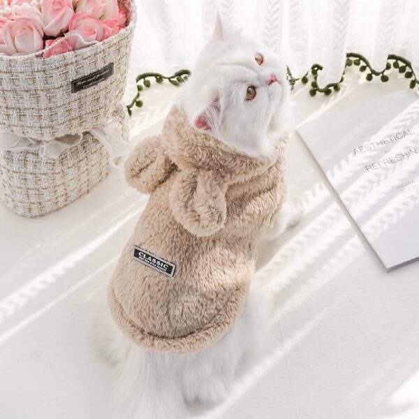 Cat Bunny Ears Costume Cute Dog Kitten Hoodies Sweater Rabbit Ears Puppy Pet Apparel (Small,Beige) - Image 3