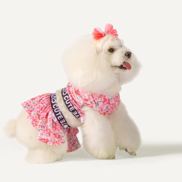 CuteBone Two Piece Dog Sports Dress Athleisure Floral Puppy Skirt Lightweight Small Dogs Girl Clothes Cat Apparel SPS02L - Image 2