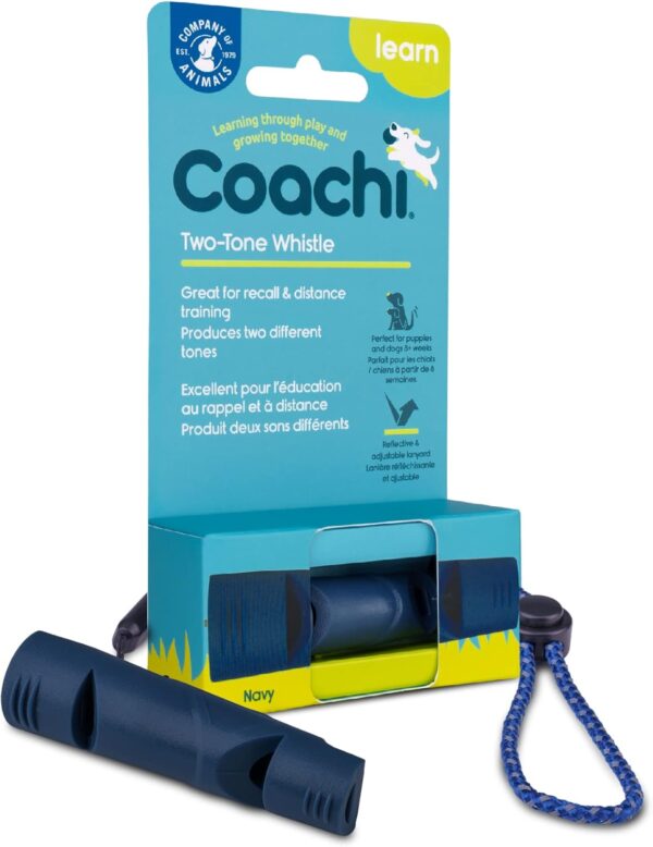 Coachi Two Tone Whistle, Train Two Dogs, Train Different Commands, Tough Material, Adjustable Reflective Lanyard, Traditional, Recall Training, Lightweight & Compact, Dog and Puppy Training