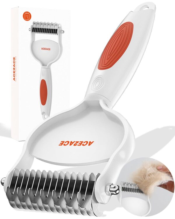 Cat Brush for Shedding, Dog Brush for Shedding, Undercoat Rake for Dogs, Cat Brushes for Indoor Cats Shedding, Dematting Comb for Dogs, Cat Hair Brush for Knots, Tangles, Loose and Matted Fur, Orange