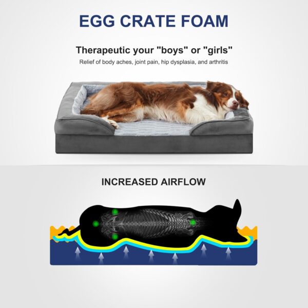 FURTIME Orthopedic Bed for Large Dogs, XL Washable Dog Beds Large Sized Dog, Comfy Supportive Foam Pet Couch Bed with Removable Washable Cover, Waterproof Extra Large Sofa Bed Foam and Nonskid Bottom - Image 3