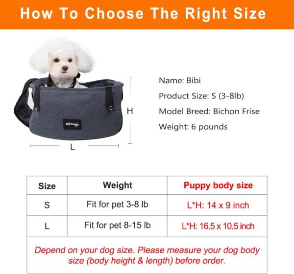 NATUYA Dog Sling Carrier Puppy Carrier Openable Breathable Mesh Hands-Free Small Dog Carry Travel Bag with Adjustable Padded Strap Pocket Large Space Pet Carrier for Outdoor Hiking (Dark Grey,8-15lb) - Image 2