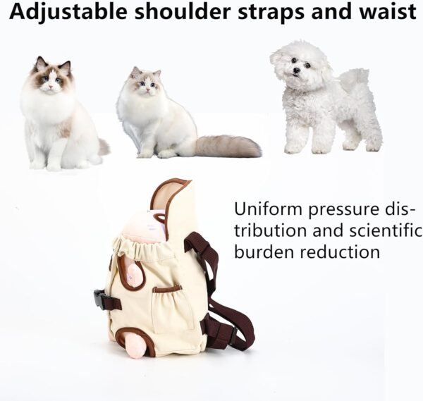 Cat Backpack Carrier,Adjustable Pet Front Cat Dog Carrier Backpack Travel Bag, Legs Out Easy-Fit Dog Travel Backpack Carrier for Hiking Camping Cyclings for 8-11lbs Small Medium Dogs Cats Rabbit﻿ - Image 4